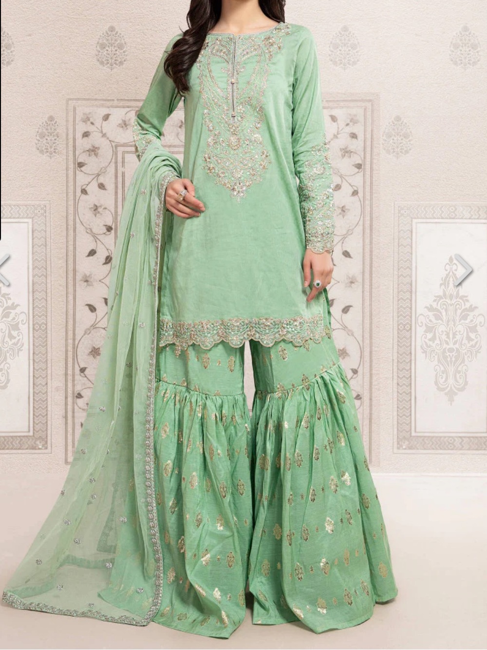 Maria B. Mint Green 3-Piece Gharara Outfit lawn